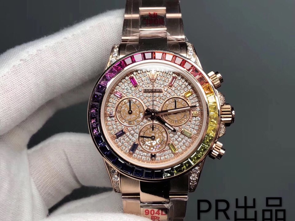 PR공장 롤렉스 데이토나 로즈골드 금통 레인보우 바게트다이아몬드베젤 Daytona 116595RBOW RG Rainbow Crystal Diamonds Dial on RG Bracelet A4130