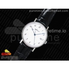 FK공장 브레게 클래식 5177 화이트다이얼 다이아베젤 가죽스트랩 Classique Auto 5177 SS White Dial Diamonds Bezel on Black Leather Strap MIYOTA 9015 V2