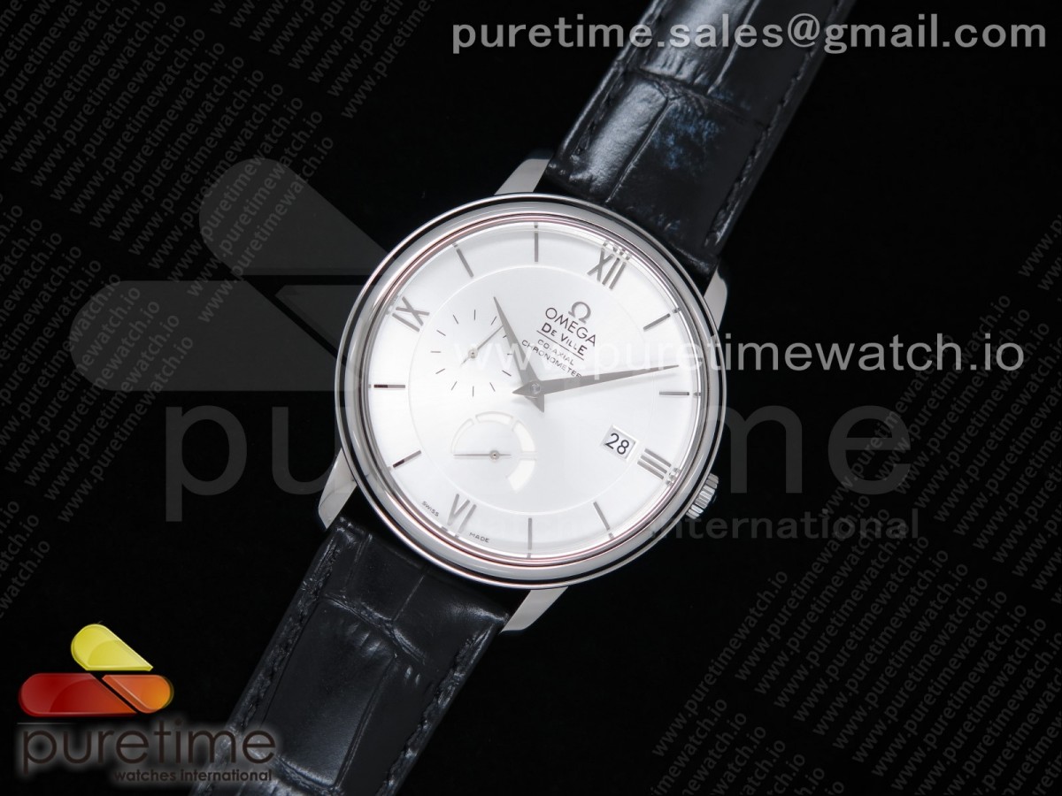 ZF공장 오메가 드빌 프레스티지 파워리저 화이트다이얼 가죽스트랩 De Ville Prestige Real PR SS White Dial on Black Leather Strap MIYOTA 9015