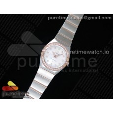 ZF공장 오메가 컨스텔레이션 로즈골드 콤비 27 자개다이얼 Constellation Ladies 27mm SS/RG White MOP Dial Diamonds Bezel & Markers on SS/RG Bracelet ETA Quartz