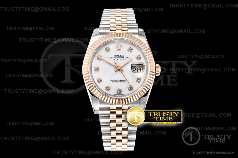 BP공장 롤렉스 데이저스트 36 로즈골드 콤비 자개다이얼 브레이슬릿 DateJust 36mm Jub Flt RG/SS White MOP Diam BP A2813