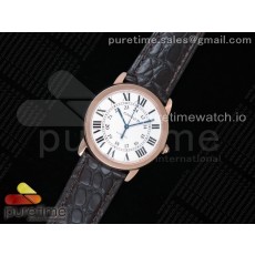 TW공장 까르띠에 롱드솔로 36 로즈골드 금통 화이트다이얼 브라운가죽스트랩 Ronde Solo De Cartier 36mm RG White Dial on Brown Leather Strap ETA2671