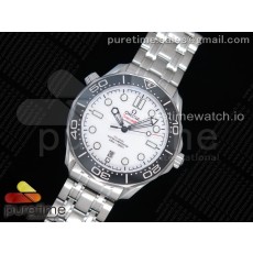 OM공장 오메가 씨마스터 다이버300 화이트다이얼 브레이슬릿 2019 Seamaster Diver 300M Black Ceramic White Dial on SS Bracelet A8800