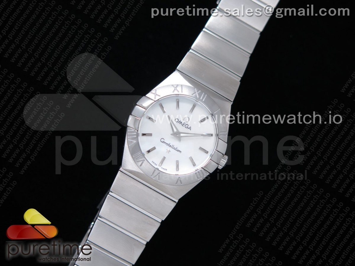 K11공장 오메가 컨스텔레이션 27MM 자개다이얼 브레이슬릿 Constellation Ladies 27mm SS White MOP Dial Stick Markers on SS Bracelet ETA Quartz