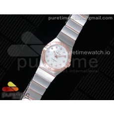 K11공장 오메가 컨스텔레이션 27MM 로골 자개다이얼 브레이슬릿 Constellation Ladies 27mm SS/RG White MOP Dial Diamonds Markers on SS/RG Bracelet ETA Quartz