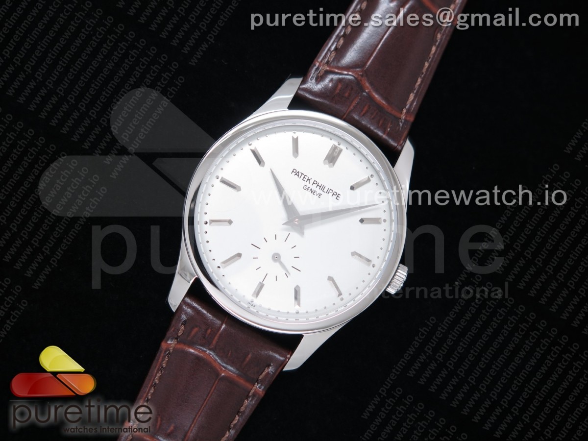 AI공장 파텍필립 칼라트라바 화이트다이얼 가죽스트랩 Calatrava 5196 SS White Dial on Brown Leather Strap A23J