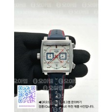 태그 모나코 쿼츠 그레이다이얼 가죽스트랩 Tag Monaco Chronograph SS/LE Silver Grey Jap VK64A