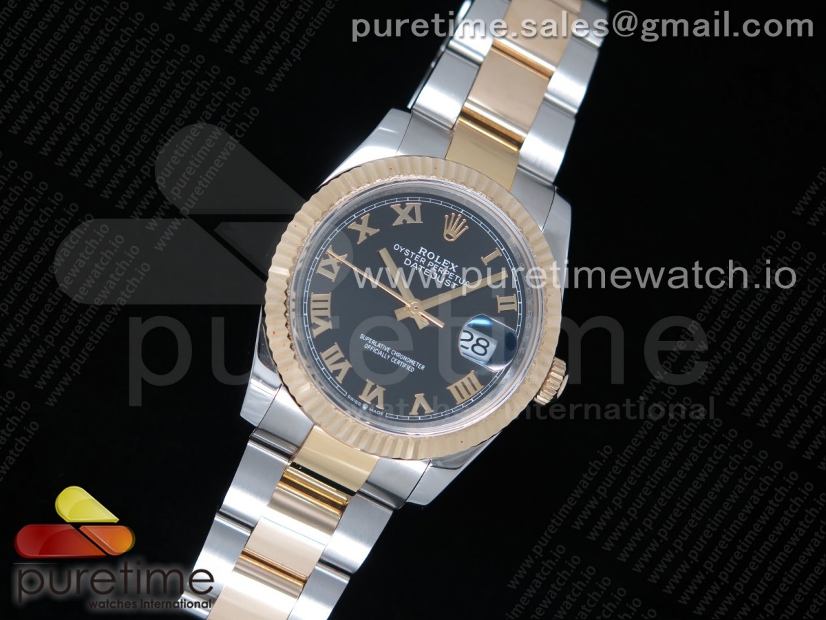 GM공장 롤렉스 데이저스트 36 옐로우골드콤비 포금 블랙다이얼 브레이슬릿 DateJust 36 SS/YG Wrapped 116233 Black Dial Roman Markers on SS/YG Wrapped Oyster Bracelet A2836