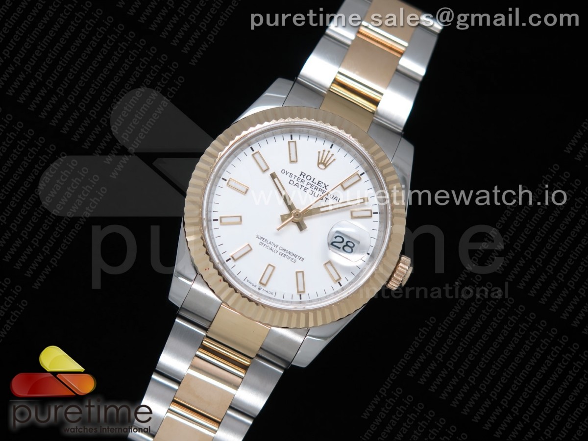 GM공장 롤렉스 데이저스트 36 옐로우골드콤비 포금 화이트다이얼 브레이슬릿 DateJust 36 SS/YG Wrapped 116233 White Dial Stick Markers on SS/YG Wrapped Oyster Bracelet A2836