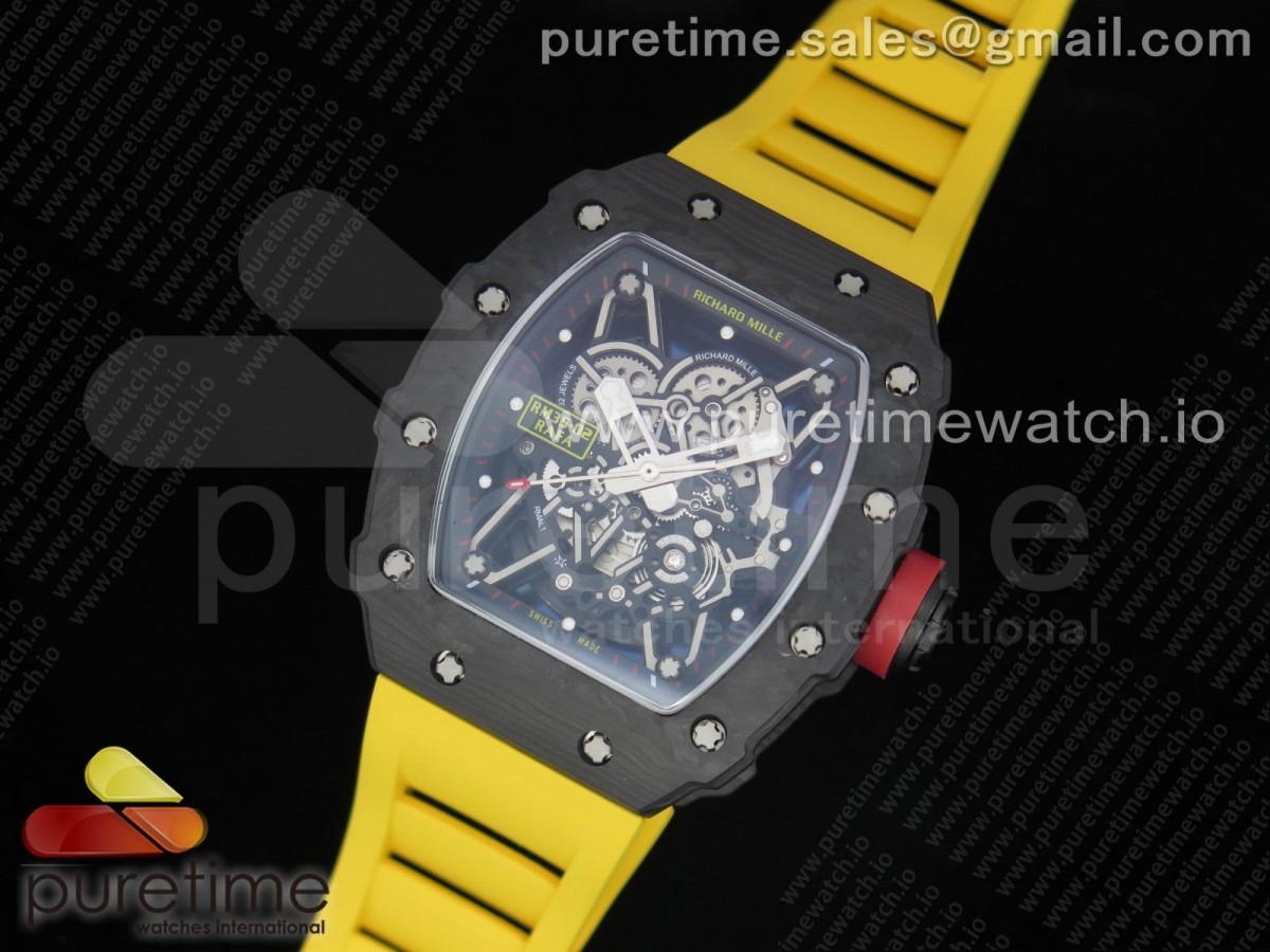 KV공장 V3 리차드밀 RM035-02 스켈레톤다이얼 러버스트랩 RM035-02 Skeleton Dial Red on Yellow Rubber Strap MIYOTA8215 V3