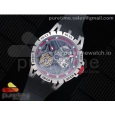 JB공장 로져드뷔 엑스칼리버 스파이더 투어빌론 스켈레톤다이얼 러버스트랩 Excalibur Sports Tourbillon SS Skeleton Red Dial on Black Rubber Strap