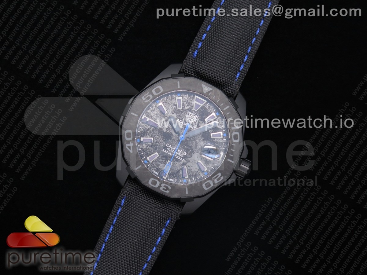 TB공장 태그호이어 아쿠아레이서 칼리버5 카본 카본다이얼 나일론스트랩 Aquaracer Calibre 5 Blue Carbon Carbon Dial on Nylon Strap A2824