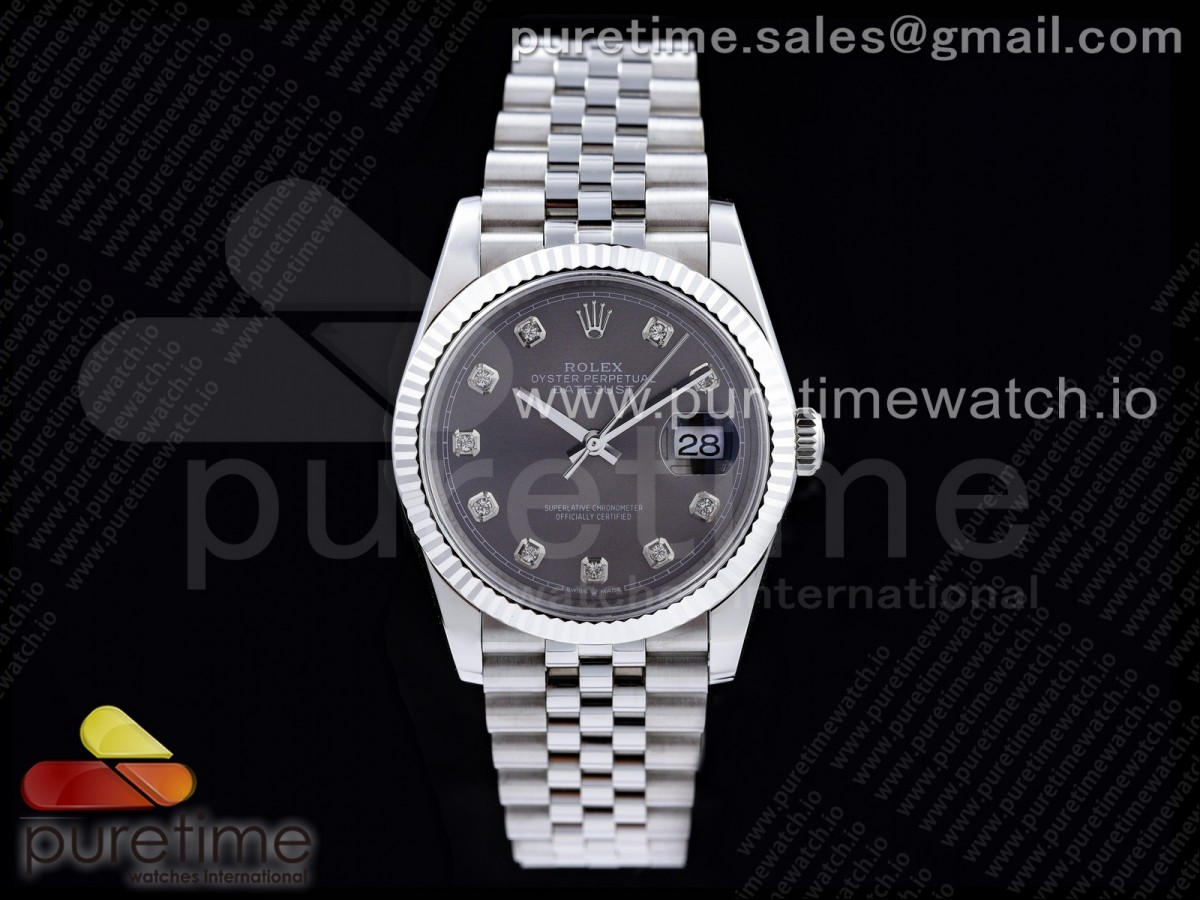 GM공장 롤렉스 데이저스트 36 그레이다이얼 브레이슬릿3235 DateJust 36 SS 126234 904L Steel Gray Dial Diamonds Markers on Jubilee Bracelet SA3235