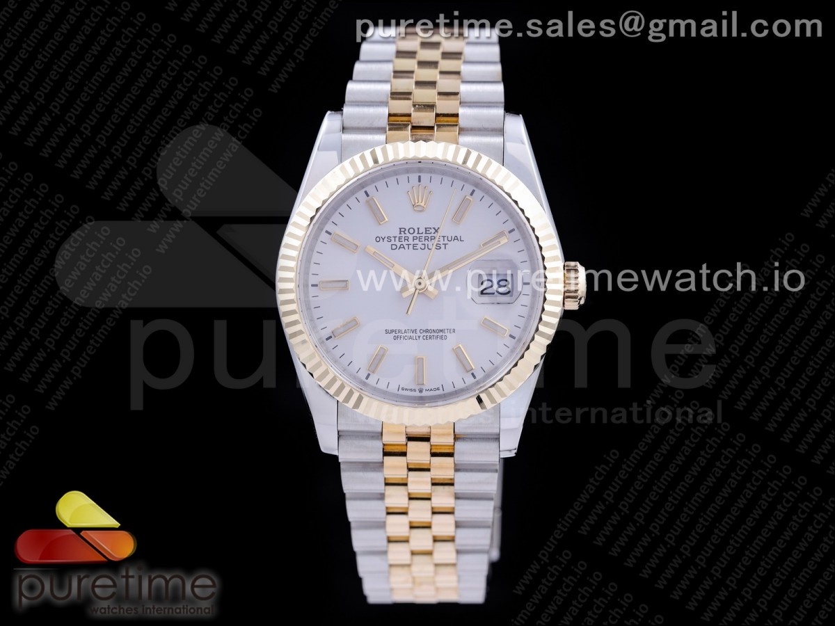 GM공장 롤렉스 데이저스트 36 옐로우골드콤비 포금 화이트다이얼 브레이슬릿 DateJust 36 SS/YG 126233 GMF Gold Wrapped 904L Steel White Dial Stick Markers on Jubilee Bracelet SA3235