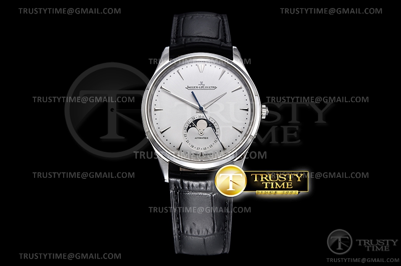 YL공장 예거르쿨트르 마스터 울트라씬 문페이즈 화이트다이얼 가죽스트랩 JL Master Ultra Thin Moonphase SS/LE White YLF MY9015