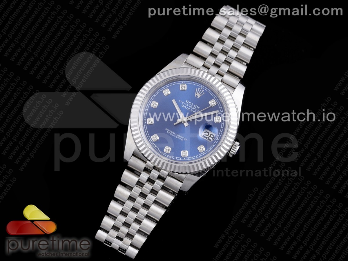 RE공장 롤렉스 데이저스트 41 블루다이얼 브레이슬릿 New DateJust 41 126334 SS Blue Dial Diamonds Markers on Jubilee Bracelet A3235 Clone