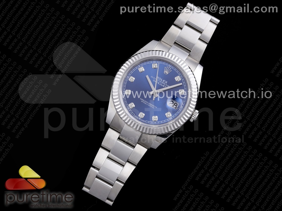 RE공장 롤렉스 데이저스트 41 블루다이얼 브레이슬릿 New DateJust 41 126334 SS Blue Dial Diamonds Markers on Oyster Bracelet A3235 Clone