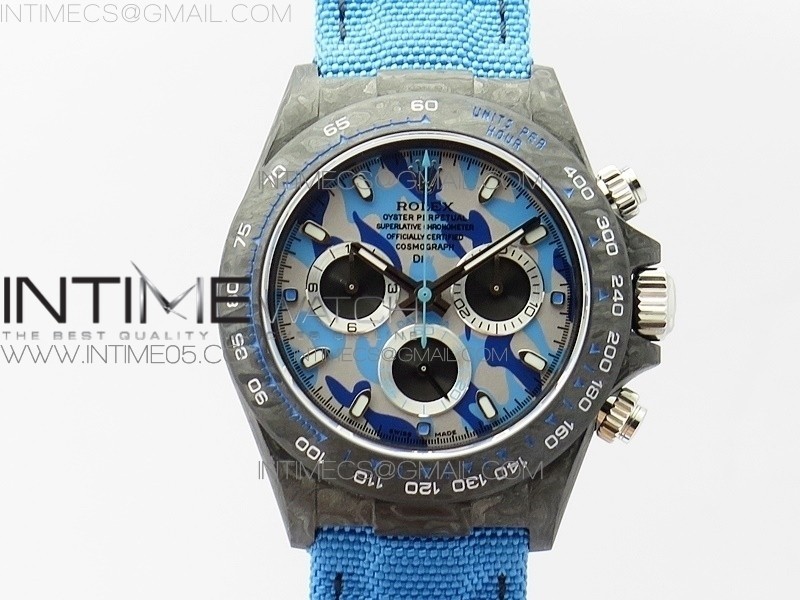 WW공장 V2 데이토나 카본 블루다이얼 나일론스트랩 Daytona Diw Carbon V2 Camouflage Blue Dial On Blue Nylon Strap A7750