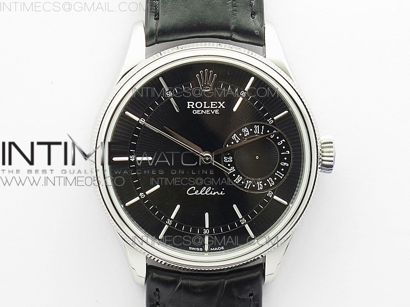 BP공장 셀리니 50519 리얼데이트 블랙다이얼 가죽스트랩 Cellini 50519 Real Date SS Black Dial Sticks Markers on Black Leather Strap SA3165