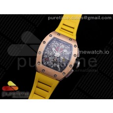 KU공장 V3 RM011 로골 크리스탈다이얼 러버 RM011 RG Chrono Crystal Dial Black on Yellow Rubber Strap A7750 V3