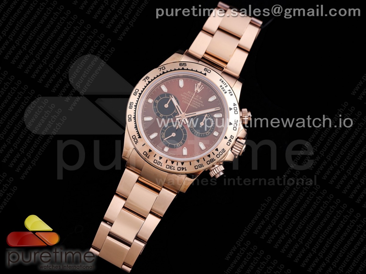 TW공장 데이토나 로골 브라운다이얼 4130 Daytona RG TWF RG Bezle Brown Dial Lume Markers on RG Brcelet A4130