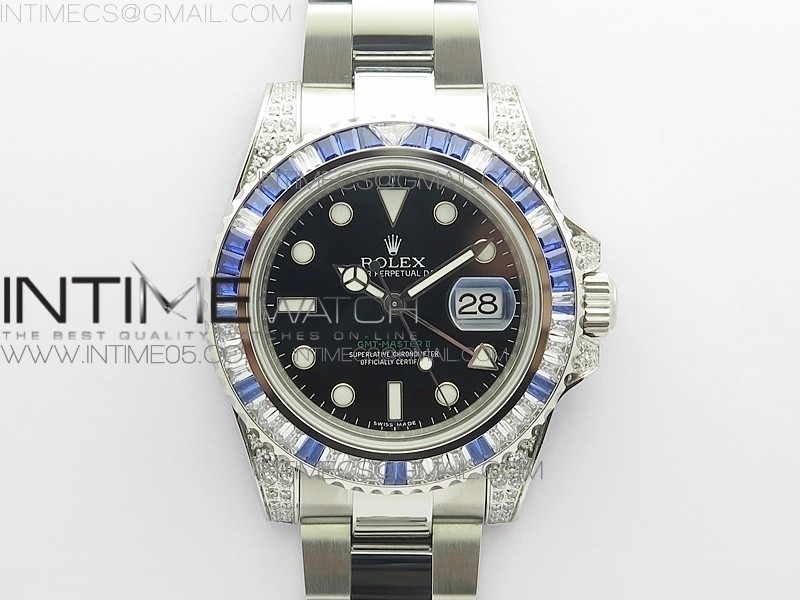 BP공장 젬티 3186 블랙다이얼 GMT Master II 126710 White/Blue T Crystal BP Best Edition Black Dial On SS Bracelet  3186 CHS