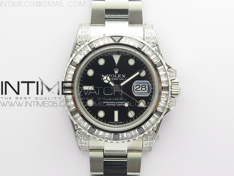 BP공장 젬티 3186 블랙다이얼 GMT Master II 126710 White/Black T Crystal BP Best Edition Black Dial On SS Bracelet  3186 CHS