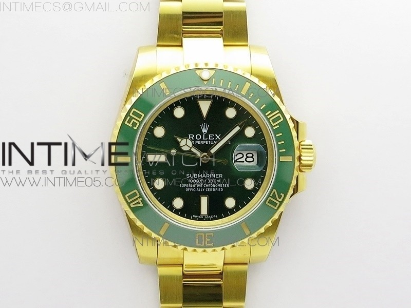 RO공장 롤렉스 서브마리너 녹금 포금 Submariner 116610 LV ROF Best Edition YG Wrapped Green Dial on YG Wrapped Bracelet A2836