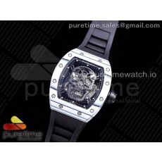 JB공장 RM052-01 뚜르비용 PVD 스켈레톤다이얼 러버 RM052-01 Tourbillon PVD White Bezel JBF Best Edition Skeleton Dial on Black Rubber Strap