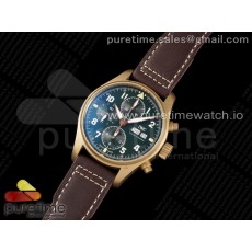 AZ공장 IWC 파일럿 크로노그래프 스핏파이어 브론즈케이스 그린다이얼 가죽스트랩 Pilot Chrono Spitfire IW387902 Bronze AZF 1:1 Best Edition Green Dial on Brown Leather Strap A7750