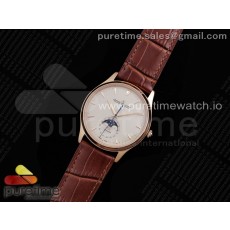 AZ공장 예거 울씬문 로골 화이트다이얼 가죽스트랩 Master Ultra Thin Moon RG AZF 1:1 Best Edition White Dial on Brown Leather Strap A925