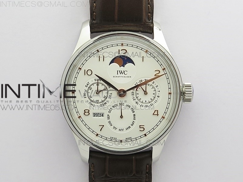 V9공장 포르투기저 애뉴얼캘린더 화이트다이얼 가죽스트랩 Portuguese Real PR Real Annual Calendar IW5034 V9F Best Edition White dial RG Markers On Brown Leather Strap A52610