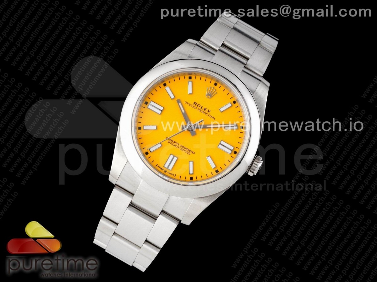 EW공장 롤렉스 오이스터퍼페츄얼 41미리 옐로우다이얼 Oyster Perpetual 41mm 124300 EWF Best Edition Yellow Dial on SS Bracelet A3230