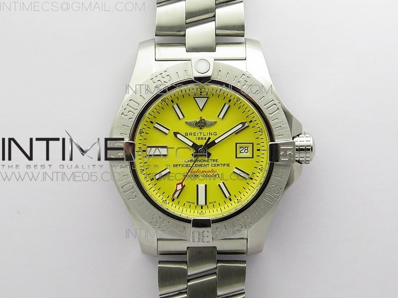 B50공장 씨울프 옐로우다이얼 Seawolf 45mm SS B50 1:1 Best Edition SuperLumed Yellow Dial Stick Markers on SS Bracelet A2824