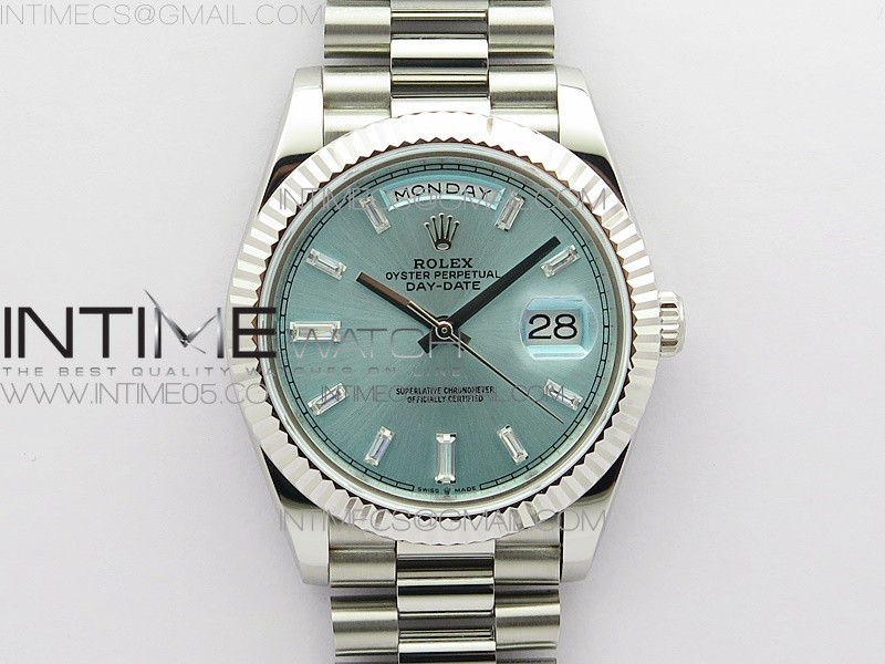 BP공장 롤렉스 데이데이트 40미리 아이스블루다이얼 2836 Day-Date 40mm 228239 BP New Dial Version 904 SS Ice Blue T Crystal Markers Dial on SS President Bracelet A2836