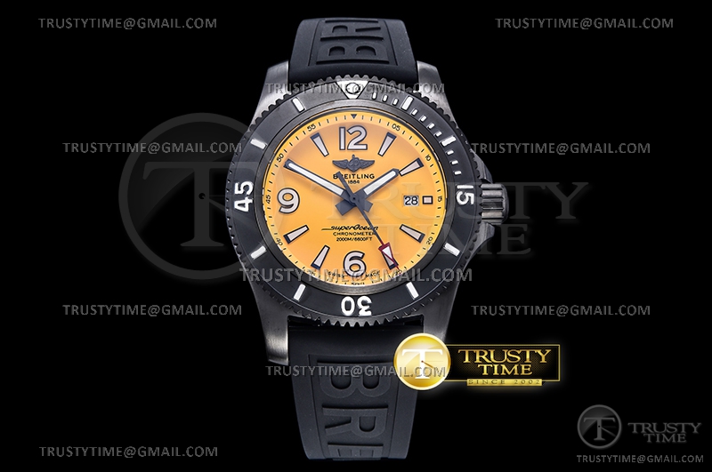 TF공장 브라이틀링 슈퍼오션 DLC 옐로우다이얼 러버 Superocean 44mm DLC/RU Yellow TF Asia 2824