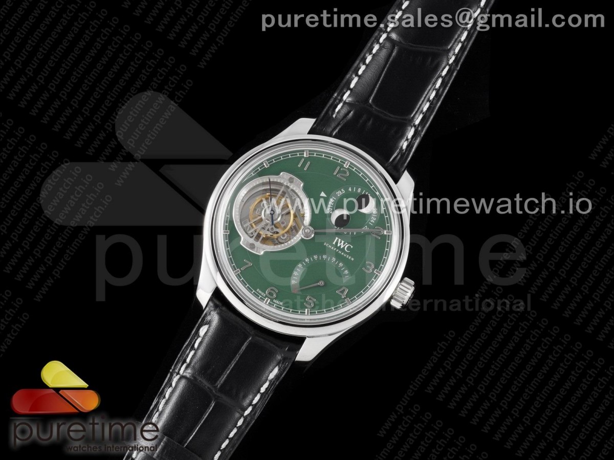 BBR공장 포르투기저 뚜르비용 그린다이얼 가죽스트랩 Portugieser Constant-Force Tourbillon IW5901 SS BBR Best Edition Green Dial on Leather Strap