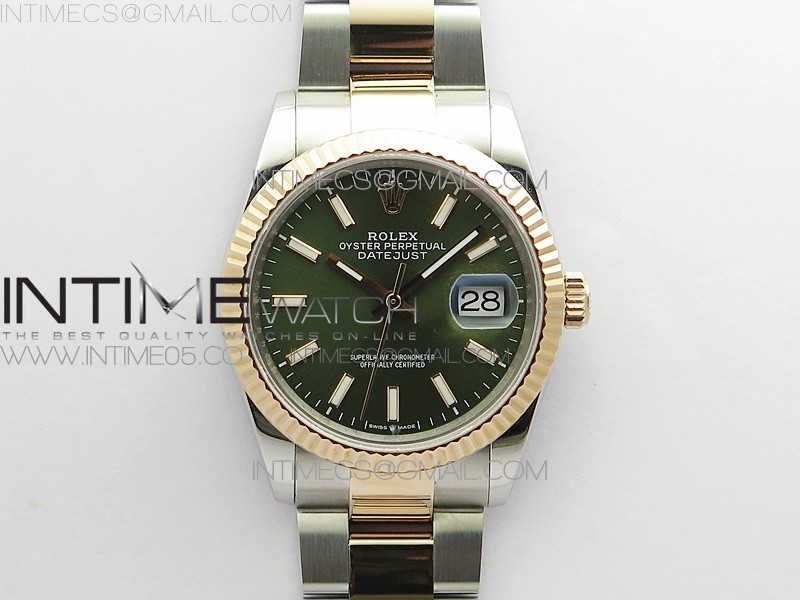 BP공장 롤렉스 데이저스트 36 로즈골드콤비 904 그린다이얼 Datejust 36mm 116231 SS/RG BP 1:1 Best Edition Green Dial Stick Markers On SS/RG Oyster Bracelet A2824