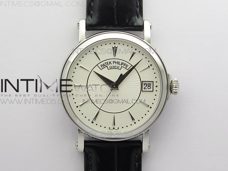 ZF공장 칼라트라바 화이트다이얼 가죽스트랩 Calatrava 5153G-010 SS ZF 1:1 Best Edition White textured dial on Black Leather Strap A324CS