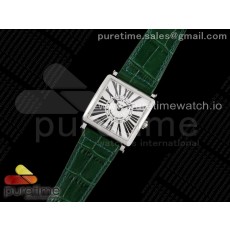 ZF공장 프랭크뮬러 마스터스퀘어 화이트다이얼 가죽스트랩 Master Square SS Ladies ZF 1:1 Best Edition White Black Roman Dial on Green Leather Strap Ronda Quartz