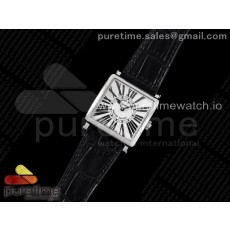 ZF공장 프랭크뮬러 마스터스퀘어 화이트다이얼 가죽스트랩 Master Square SS Ladies ZF 1:1 Best Edition White Black Roman Dial on Black Leather Strap Ronda Quartz