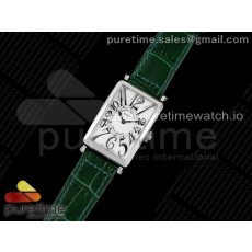 ZF공장 프랭크뮬러 롱아일랜드 화이트다이얼 가죽스트랩 Long Island Ladies SS ZF 1:1 Best Edition on Green Leather Strap Ronda Quartz