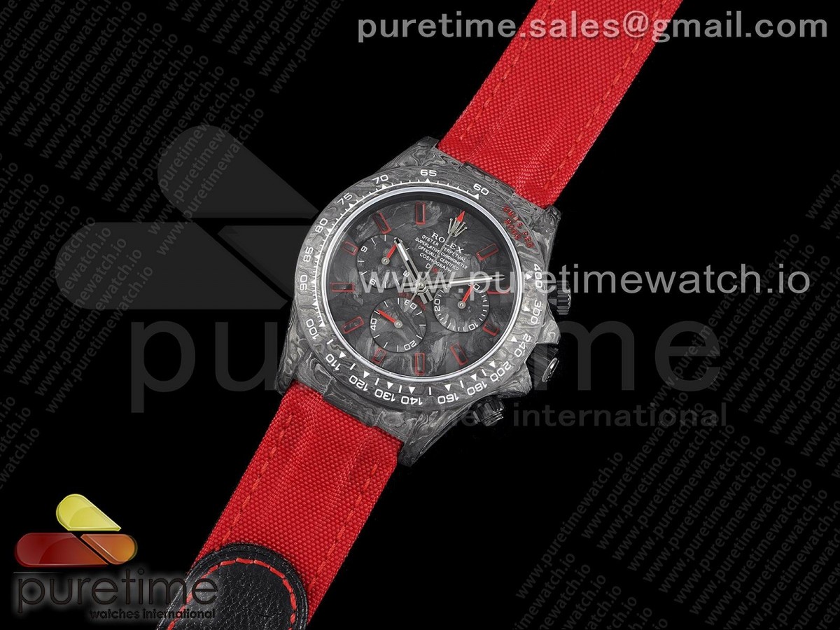 OM공장 데이토나 DIW 카본 나일론스트랩 4130 Daytona DIW Carbon OMF Best Edition Black/Red Dial on Red Nylon Strap A4130