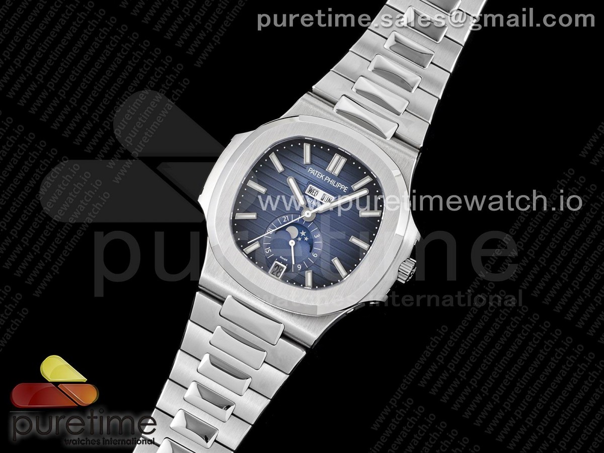 GR공장 V3 노틸러스 애뉴얼캘린더 블루다이얼 Nautilus 5726 Complicated SS GRF 1:1 Best Edition Blue Textured Dial on SS Bracelet A324 V3