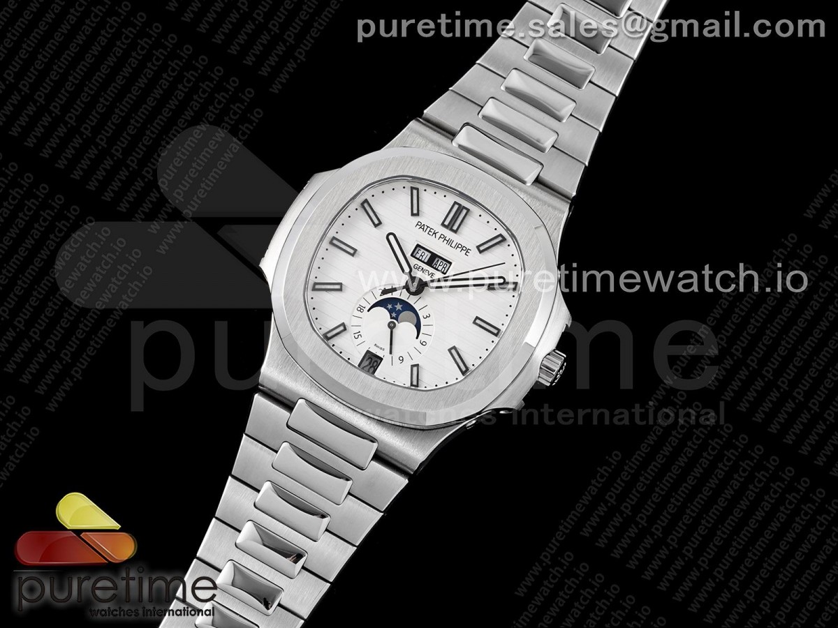 GR공장 V3 노틸러스 애뉴얼캘린더 화이트다이얼 Nautilus 5726 Complicated SS GRF 1:1 Best Edition White Textured Dial on SS Bracelet A324 V3