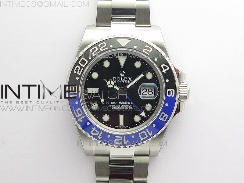 RO공장 배트맨 블랙다이얼 GMT Master II 116710BLNR Batman Ceramic 316L Steel ROF Best Edition Black Dial on SS Bracelet A3186