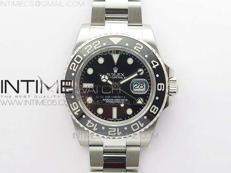 RO공장 젬티 블랙다이얼 GMT Master II 116710LN Black Ceramic 316L Steel ROF Best Edition Black Dial on SS Bracelet A3186