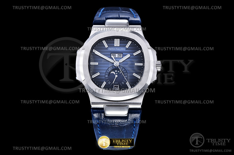 GR공장 V3 파텍필립 노틸러스 애뉴얼 캘린더 스틸 블루다이얼 가죽스트랩 Patekphilippe Nautilus Annual Calendar 5726 SS Blue Dial Leather Strap