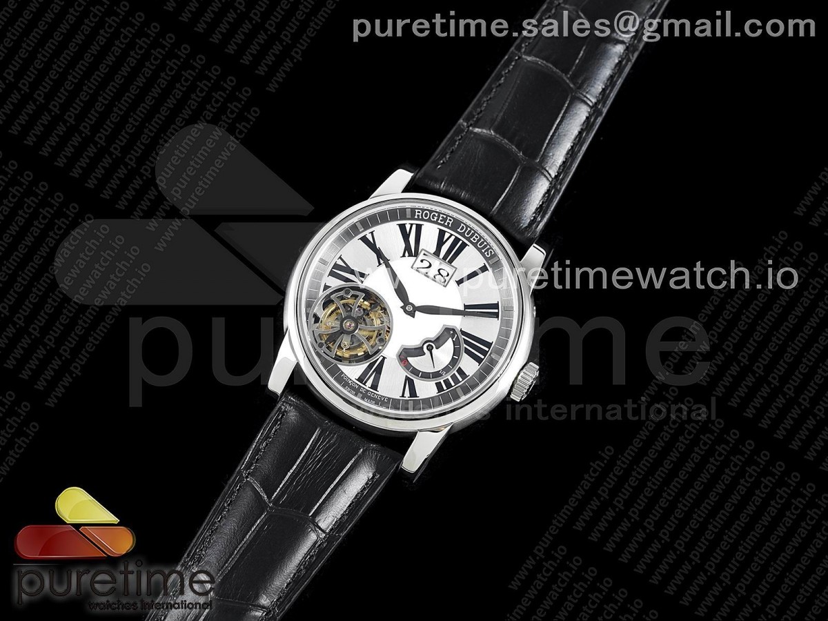 JB공장 오마쥬 플라잉 뚜르비용 화이트다이얼 가죽스트랩 Hommage Flying Tourbillon SS JBF Best Edition White Dial on Black Leather Strap