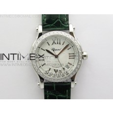 YY공장 쇼파드 해피스포츠 36미리 화이트다이얼 그린가죽스트랩 HAPPY SPORT AUTOMATIC SS 36MM CRYSTAL YYF 1:1 BEST EDITION WHITE DIAL ON GREEN LEATHER STRAP A2892